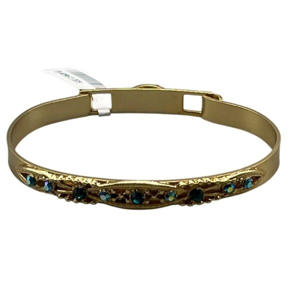 Mariana bracelet 4096/2 205 handmade blue crystals gold toned 2.5" READ NEW - Picture 1 of 10